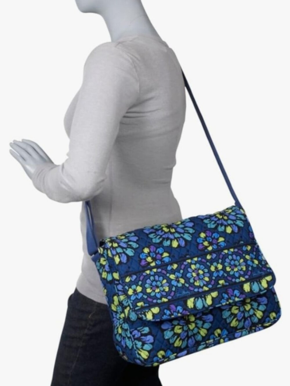 Vera Bradley INDIGO POP Laptop Messenger Book Bag Purse Crossbody Tote Satchel